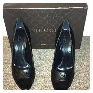 Gucci Aleppo Peep Toe Black Pumps / Heels